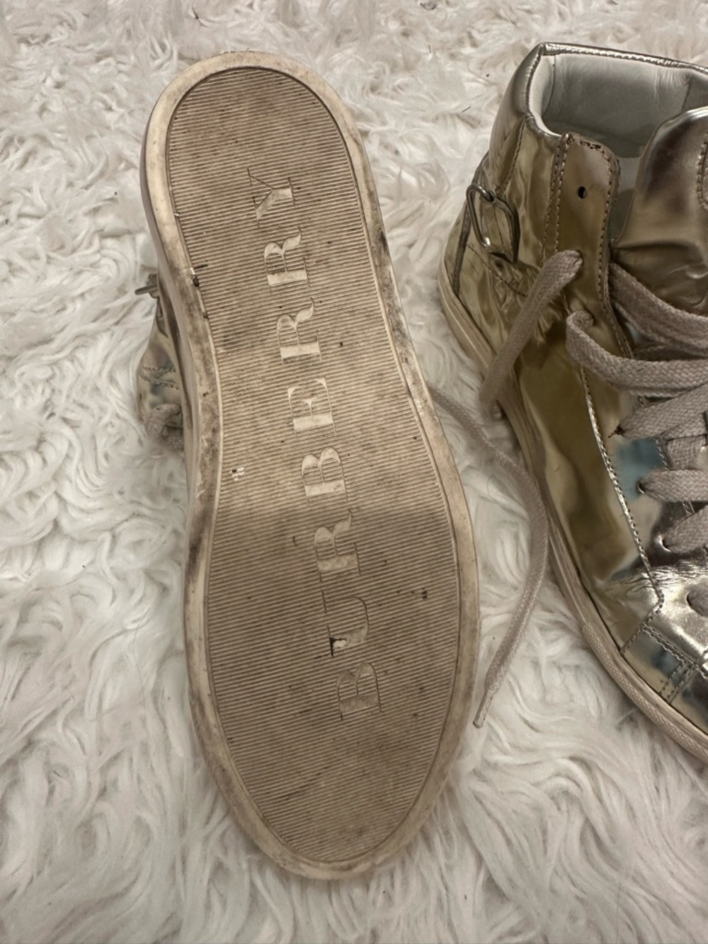 Burberry Metallic Gold High-Top Women's Sneakers - Picture 5 of 9
